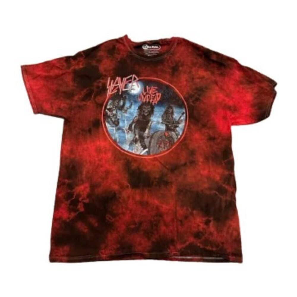 Slayer Live Undead Red Bleached Tee Shirt Size Large